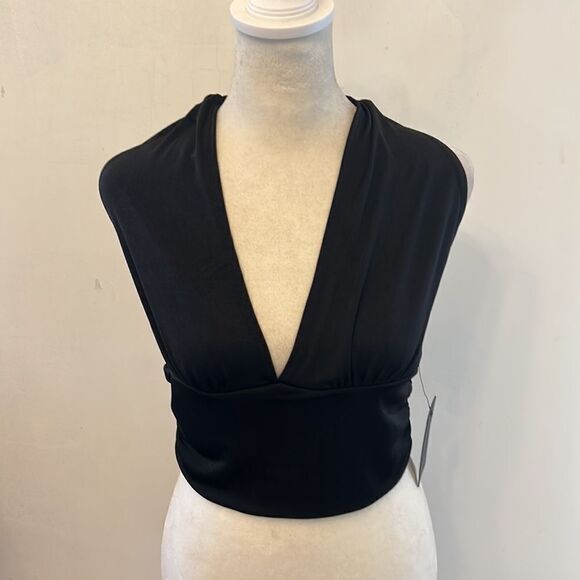 Caution to the Wind black tie neck halter top Size L New - Picture 2 of 6